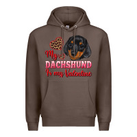 Coffee my dachshund is my valentine Premium Hoodie - RanaPortraitStore