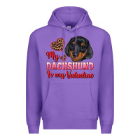 Purple my dachshund is my valentine Premium Hoodie - RanaPortraitStore