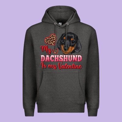 My Dachshund Is My Valentine Premium Hoodie Designed By Ranaportraitstore