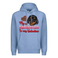Colony Blue my dachshund is my valentine Premium Hoodie - RanaPortraitStore