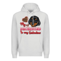 Dove Grey my dachshund is my valentine Premium Hoodie - RanaPortraitStore