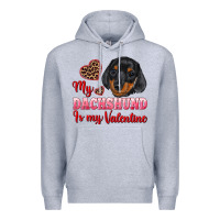 Heather Grey my dachshund is my valentine Premium Hoodie - RanaPortraitStore