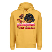 Mustard my dachshund is my valentine Premium Hoodie - RanaPortraitStore