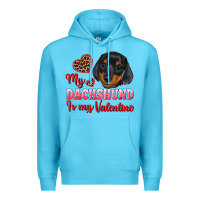 Ocean Blue my dachshund is my valentine Premium Hoodie - RanaPortraitStore