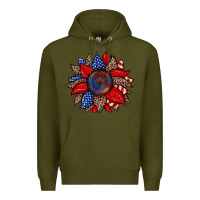 Army Green American flag leopard sunflower Premium Hoodie - Zillion Design Studio