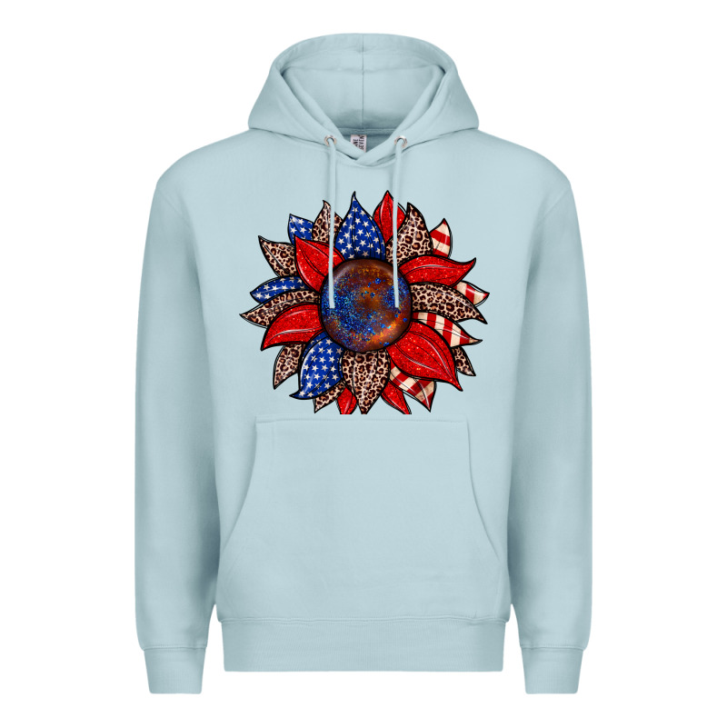 American Flag Leopard Sunflower Premium Hoodie by Zillion Design Studio | Teevron