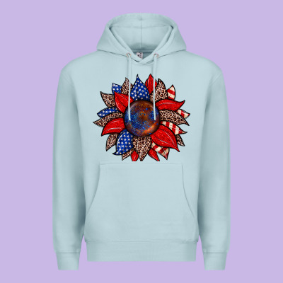 American Flag Leopard Sunflower Premium Hoodie Designed By Zillion Design Studio