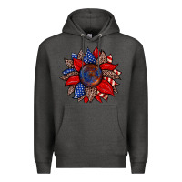 Charcoal Heather American flag leopard sunflower Premium Hoodie - Zillion Design Studio