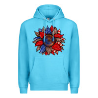 Ocean Blue American flag leopard sunflower Premium Hoodie - Zillion Design Studio