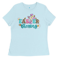 Baby Blue easter blessing with  cross Ladies Tee - Artiststas