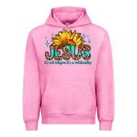 Fuchsia Pink jesus it s not religion it s a relationship Urban Hoodie - Zillion Design Studio