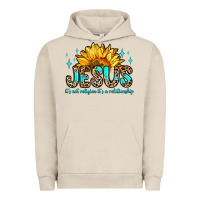 Pigment French Oak jesus it s not religion it s a relationship Urban Hoodie - Zillion Design Studio