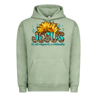 Pigment Oil Green jesus it s not religion it s a relationship Urban Hoodie - Zillion Design Studio