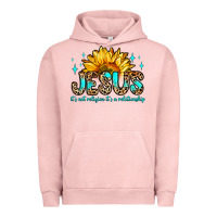 Pigment Salmon jesus it s not religion it s a relationship Urban Hoodie - Zillion Design Studio