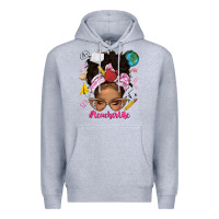 Heather Grey afro messy bun teacherlife Premium Hoodie - texasbilliewilder