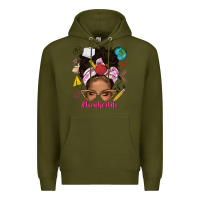 Army Green afro messy bun teacherlife Premium Hoodie - texasbilliewilder