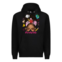 Black afro messy bun teacherlife Premium Hoodie - texasbilliewilder