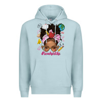 Blue Mist afro messy bun teacherlife Premium Hoodie - texasbilliewilder