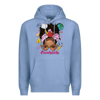 Colony Blue afro messy bun teacherlife Premium Hoodie - texasbilliewilder