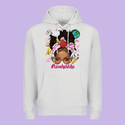 Afro Messy Bun Teacherlife Premium Hoodie Designed By Texasbilliewilder