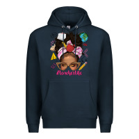 Navy afro messy bun teacherlife Premium Hoodie - texasbilliewilder