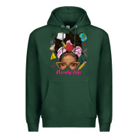 Sports Green afro messy bun teacherlife Premium Hoodie - texasbilliewilder
