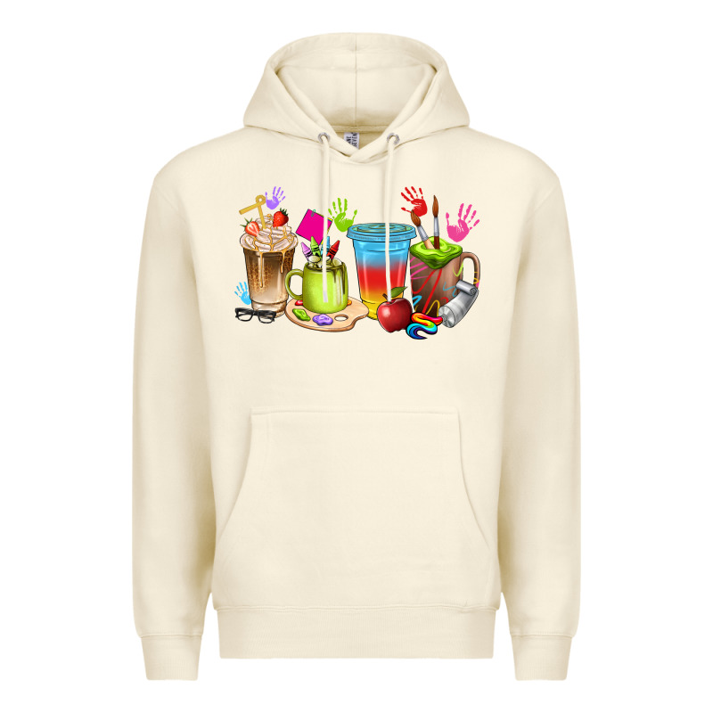 Art Teacher Coffee Cups Premium Hoodie by texasbilliewilder | Teevron