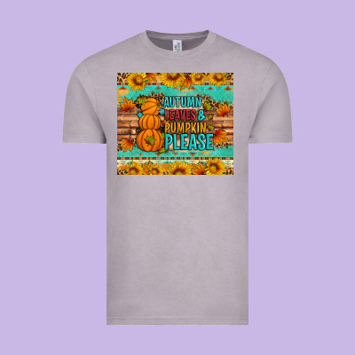 Autumn Leaves And Pumpkin Please Vintage Tee Designed By Artiststas