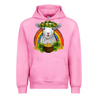 Fuchsia Pink st patricks day baby sheep shamrocks gold rainbow Urban Hoodie - RanaPortraitStore