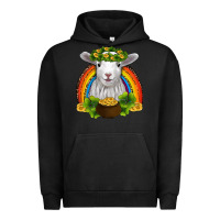 Pigment Black st patricks day baby sheep shamrocks gold rainbow Urban Hoodie - RanaPortraitStore