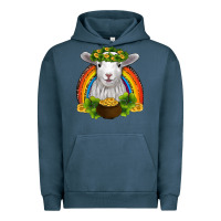 Pigment Midnight Navy st patricks day baby sheep shamrocks gold rainbow Urban Hoodie - RanaPortraitStore