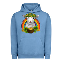 Pigment Pebble Blue st patricks day baby sheep shamrocks gold rainbow Urban Hoodie - RanaPortraitStore
