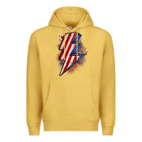 Antique Gold leopard american flag lightning bolt Premium Hoodie - Zillion Design Studio