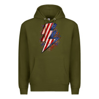 Army Green leopard american flag lightning bolt Premium Hoodie - Zillion Design Studio