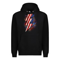 Black leopard american flag lightning bolt Premium Hoodie - Zillion Design Studio