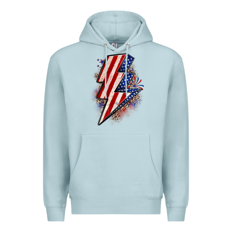 Leopard American Flag Lightning Bolt Premium Hoodie by Zillion Design Studio | Teevron