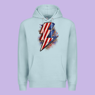 Leopard American Flag Lightning Bolt Premium Hoodie Designed By Zillion Design Studio