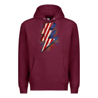 Burgundy leopard american flag lightning bolt Premium Hoodie - Zillion Design Studio