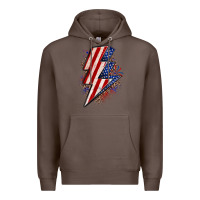 Coffee leopard american flag lightning bolt Premium Hoodie - Zillion Design Studio