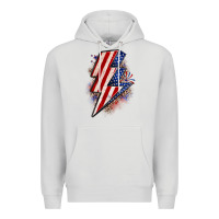 Dove Grey leopard american flag lightning bolt Premium Hoodie - Zillion Design Studio