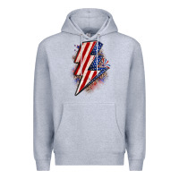Heather Grey leopard american flag lightning bolt Premium Hoodie - Zillion Design Studio