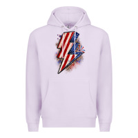 Lilac leopard american flag lightning bolt Premium Hoodie - Zillion Design Studio