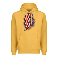 Mustard leopard american flag lightning bolt Premium Hoodie - Zillion Design Studio