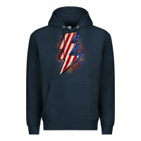 Navy leopard american flag lightning bolt Premium Hoodie - Zillion Design Studio