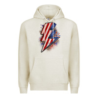 Oatmeal Heather leopard american flag lightning bolt Premium Hoodie - Zillion Design Studio
