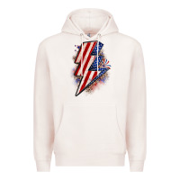 Pale Pink leopard american flag lightning bolt Premium Hoodie - Zillion Design Studio