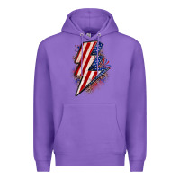 Purple leopard american flag lightning bolt Premium Hoodie - Zillion Design Studio