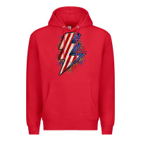 Red leopard american flag lightning bolt Premium Hoodie - Zillion Design Studio