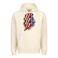 Sandshell leopard american flag lightning bolt Premium Hoodie - Zillion Design Studio