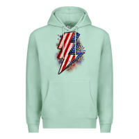 Seafoam leopard american flag lightning bolt Premium Hoodie - Zillion Design Studio